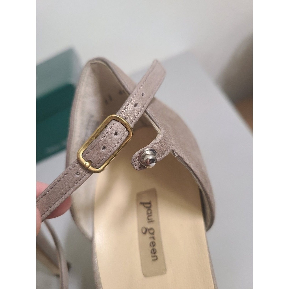 Paul Green Shoes US 9.5 UK 7 Valetta Gray Pointed Toe Stiletto Heels Ankle Strap - Picture 4 of 8